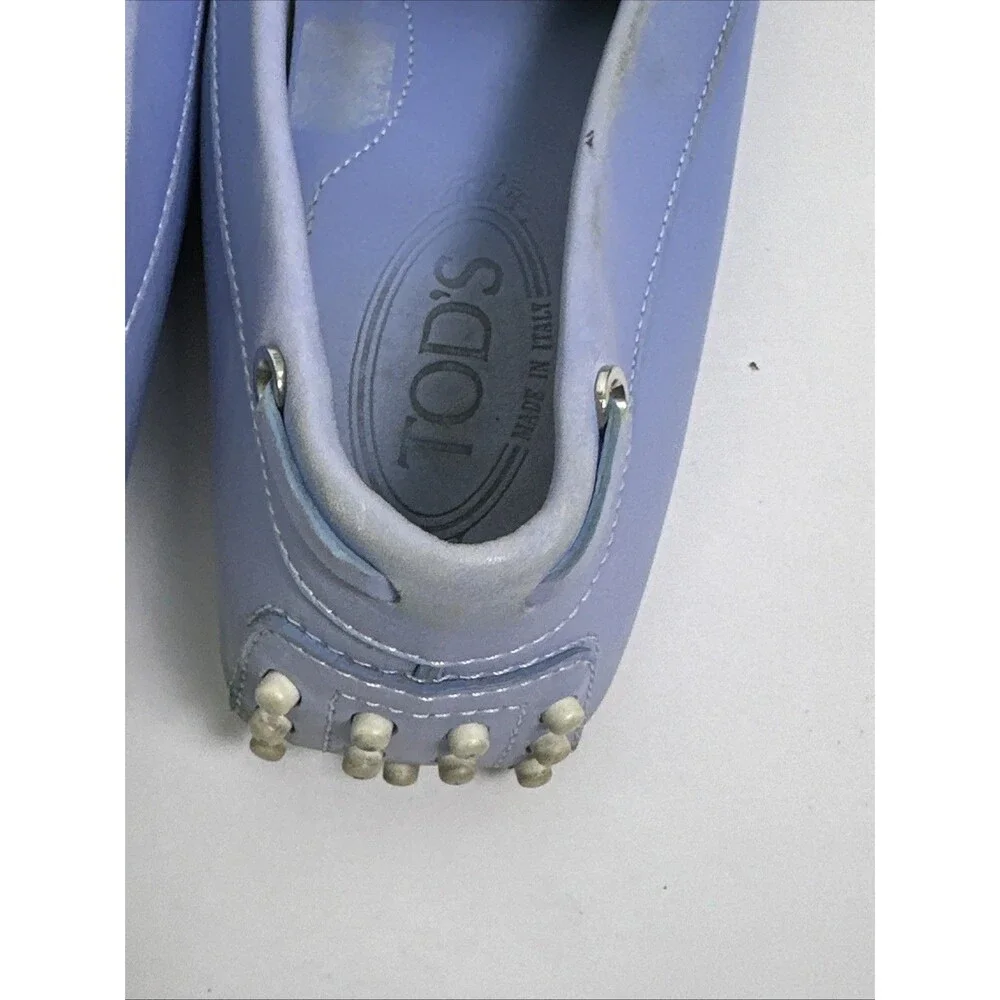 Tod’s light blue leather penny loafers Contrast Stitching Women’s Sz 9 Non Slip